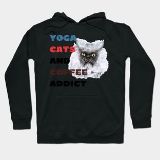 Yoga cats and coffee addict funny quote for yogi Hoodie